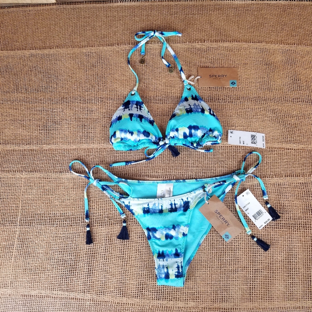 NWT Sperry Tie Dye Stripe Triangle Tie Bikini